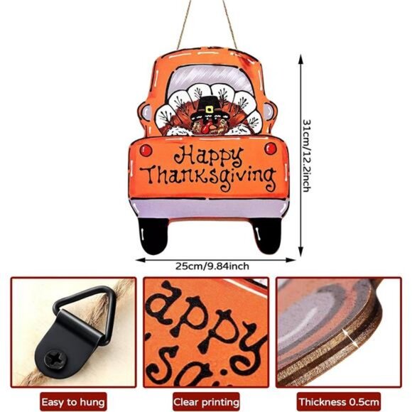 Happy Thanksgiving Decor Thanksgiving Turkey Door Sign Wooden Turkey Door - Picture 3 of 8